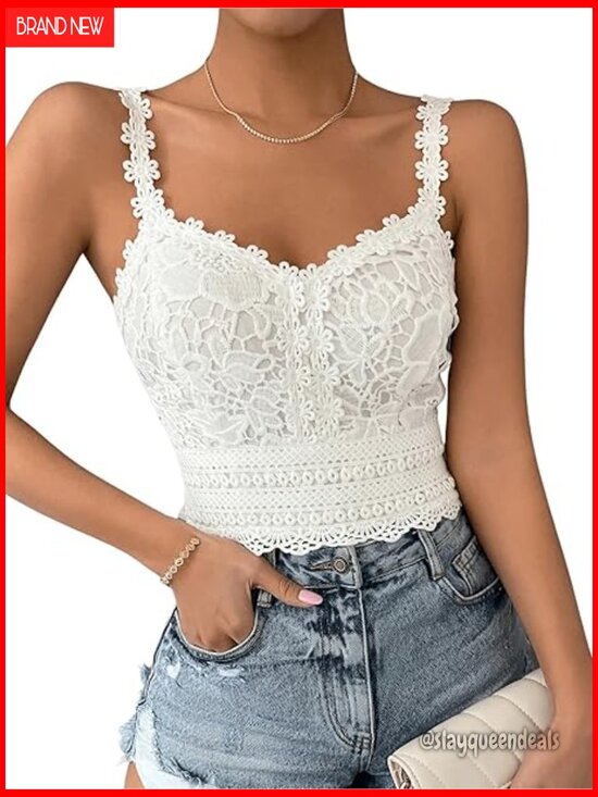 Tops - Women's Lace Corset Crop Top Bralette Cami Tank Backless Boho